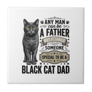 Zwarte Kat Vader Vintage Gravure T-Shirt Ontwerp_1 Tegeltje