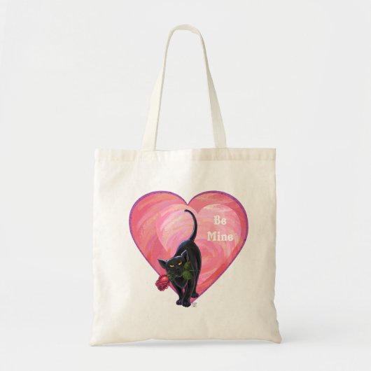 Zwarte Kat Valentijnsdag Tote Bag (Voorkant)