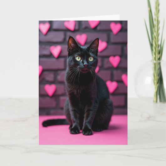 Zwarte Kat Valentijnskaart Kaart (Voorkant)