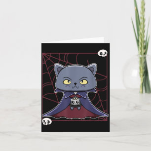 Zwarte Kat Vampier Dracula En Monster Voorwerp Voo Kaart