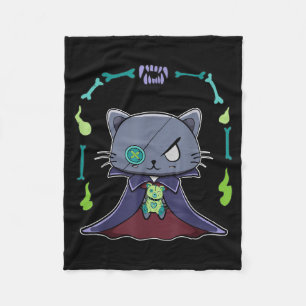 Zwarte Kat Vampier Dracula En Teddydbeer Voor Fleece Deken
