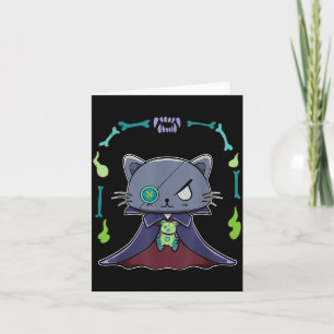 Zwarte Kat Vampier Dracula En Teddydbeer Voor Kaart