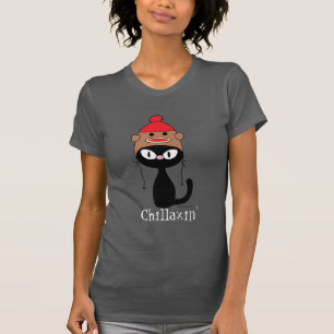Zwarte kat van Chillaxin met Pet van één socket T-shirt