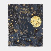 Zwarte kat van de Starry Skies Fleece Deken (Voorkant)