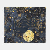 Zwarte kat van de Starry Skies Fleece Deken (Voorkant (Horizontaal))