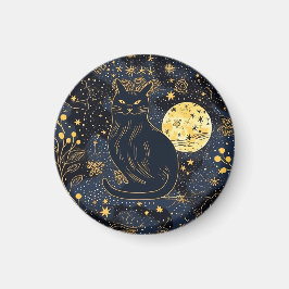 Zwarte kat van de Starry Skies Magnet