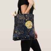 Zwarte kat van de Starry Skies Tote Bag (Dichtbij)