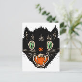 zwarte kat van Halloween Scared Briefkaart (Staand voorkant)