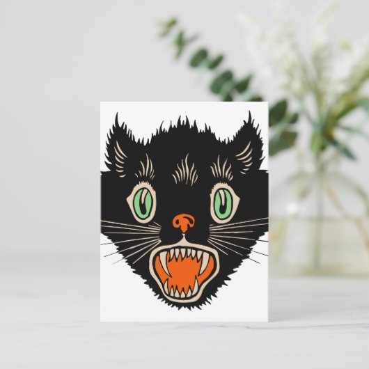  zwarte kat van Halloween Scared Briefkaart (Staand voorkant)