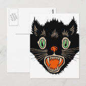  zwarte kat van Halloween Scared Briefkaart (Voorkant / Achterkant)