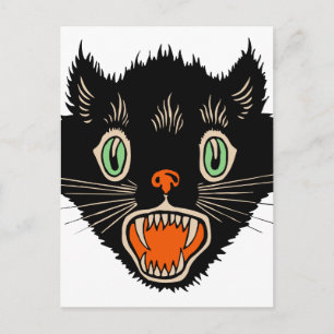  zwarte kat van Halloween Scared Briefkaart