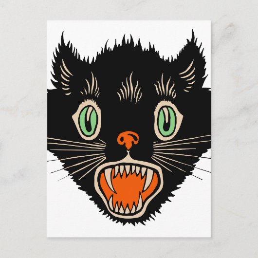 zwarte kat van Halloween Scared Briefkaart (Voorkant)
