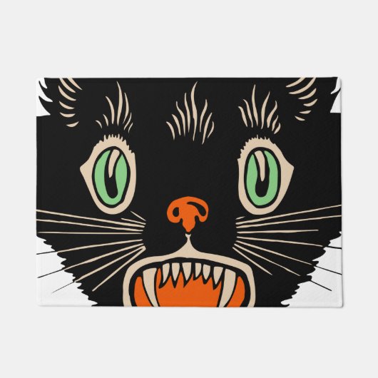  zwarte kat van Halloween Scared Deurmat (Voorkant)