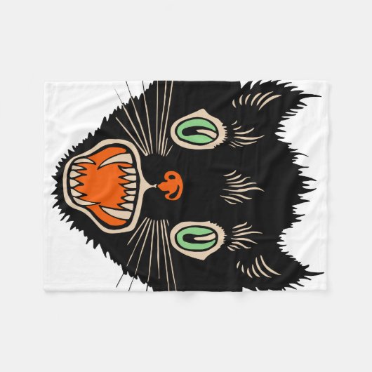 zwarte kat van Halloween Scared Fleece Deken (Voorkant (Horizontaal))