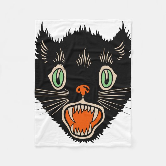  zwarte kat van Halloween Scared Fleece Deken (Voorkant)