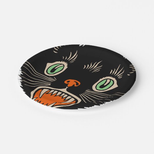  zwarte kat van Halloween Scared Papieren Bordje (Gekanteld)