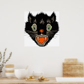  zwarte kat van Halloween Scared Poster (Keuken)