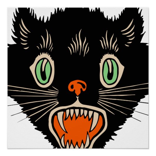 zwarte kat van Halloween Scared Poster (Voorkant)