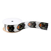 zwarte kat van Halloween Scared Satijnen Lint (Spoel)