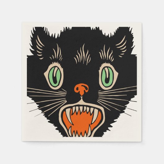 zwarte kat van Halloween Scared Servetten (Voorkant)