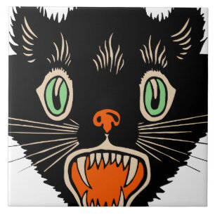 zwarte kat van Halloween Scared Tegeltje