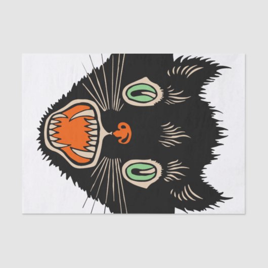  zwarte kat van Halloween Scared Tissuepapier (Voorkant)