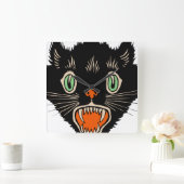  zwarte kat van Halloween Scared Vierkante Klok (Huis)