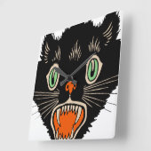  zwarte kat van Halloween Scared Vierkante Klok (Hoek)