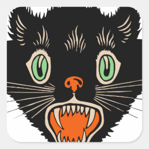 zwarte kat van Halloween Scared Vierkante Sticker