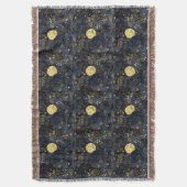 Zwarte kat van het 'Starry Skies'-patroon Deken (Voorkant Verticaal)