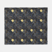 Zwarte kat van het 'Starry Skies'-patroon Fleece Deken (Voorkant (Horizontaal))