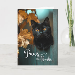 Zwarte kat van Thanksgiving PAWS en wees dankbaar Feestdagen Kaart