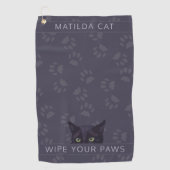 Zwarte kat veeg je poten dierennaam golfhanddoek (Voorkant)