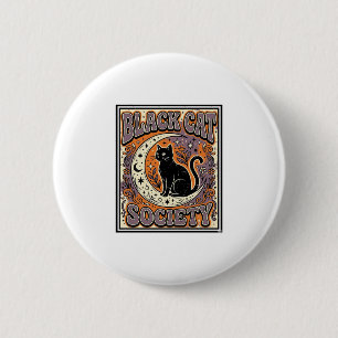 Zwarte Kat Vereniging Kat Zwarte Kat Vintage Vecto Ronde Button 5,7 Cm