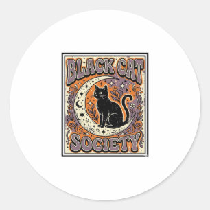 Zwarte Kat Vereniging Kat Zwarte Kat Vintage Vecto Ronde Sticker