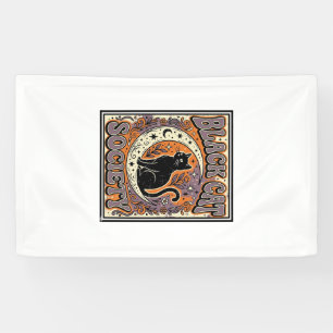 Zwarte Kat Vereniging Kat Zwarte Kat Vintage Vecto Spandoek