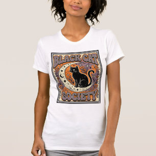 Zwarte Kat Vereniging Kat Zwarte Kat Vintage Vecto T-shirt