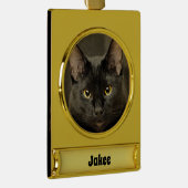 Zwarte kat verguld banner ornament (Rechts)