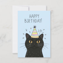 Zwarte kat verjaardagsfeesthoed confetti