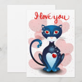 Zwarte kat verliefd feestdagenkaart (Voorkant / Achterkant)