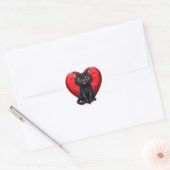 Zwarte kat verliefd ronde sticker (Envelop)