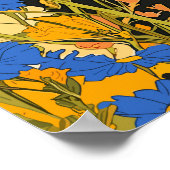 Zwarte kat verstopt zich tussen bloemen poster (Hoek)