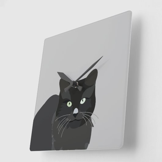 Zwarte kat vierkante klok (Hoek)