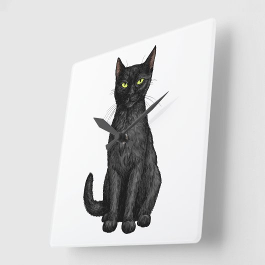 Zwarte kat vierkante klok (Hoek)