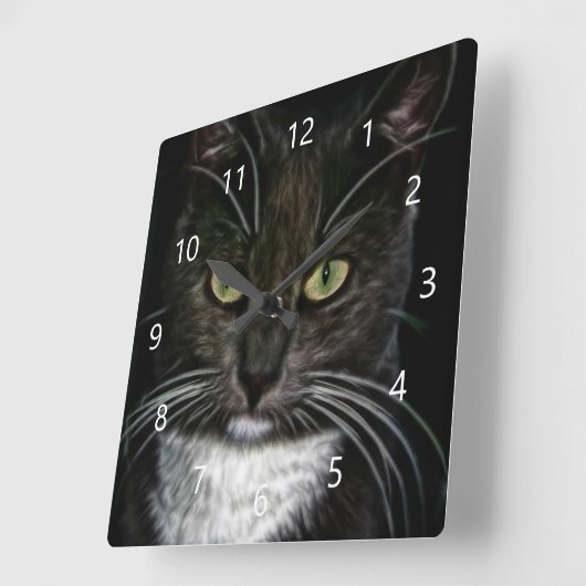 Zwarte kat vierkante klok (Hoek)