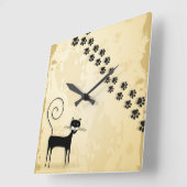 Zwarte kat vierkante klok (Hoek)