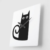 Zwarte Kat Vierkante Klok (Hoek)