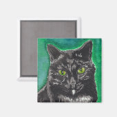 Zwarte kat vierkante magneet (Voorkant / Achterkant)