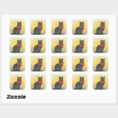 Zwarte kat vierkante sticker (Vel)