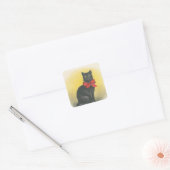 Zwarte kat vierkante sticker (Envelop)